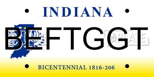 BEFTGGT Indiana License Plate