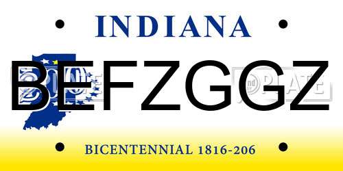 BEFZGGZ Indiana License Plate