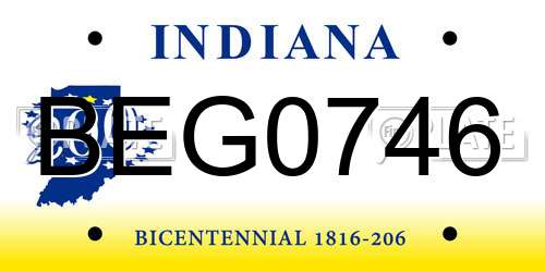 BEG0746 Indiana License Plate