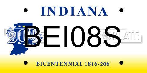 BEI08S Indiana License Plate