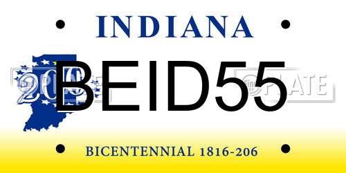 BEID55 Indiana License Plate