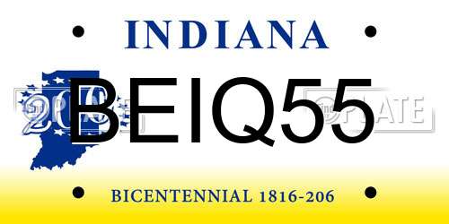 BEIQ55 Indiana License Plate