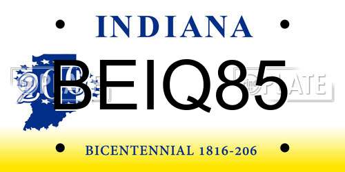 BEIQ85 Indiana License Plate