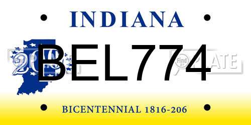 BEL774 Indiana License Plate