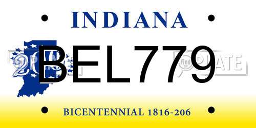 BEL779 Indiana License Plate
