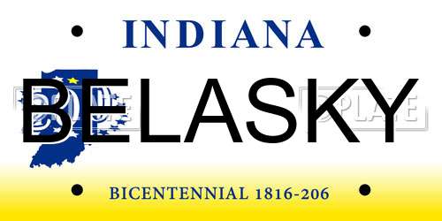 BELASKY Indiana License Plate