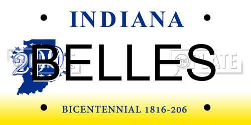 BELLES Indiana License Plate