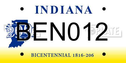BEN012 Indiana License Plate