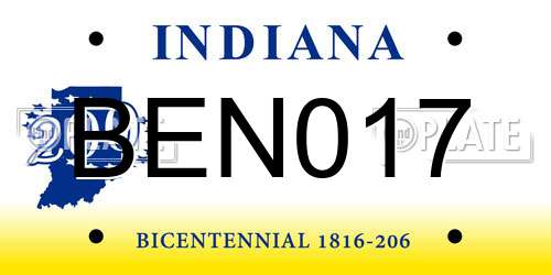 BEN017 Indiana License Plate