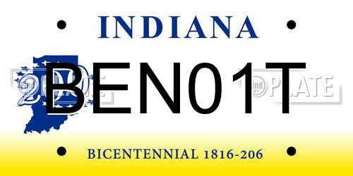 BEN01T Indiana License Plate