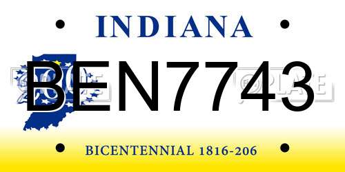 BEN7743 Indiana License Plate