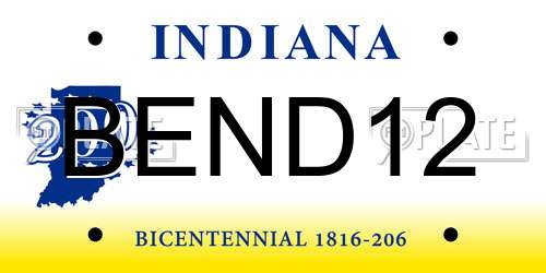 BEND12 Indiana License Plate