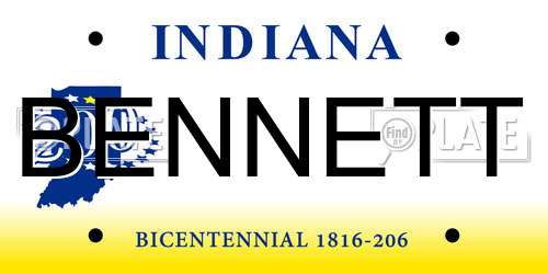 BENNETT Indiana License Plate