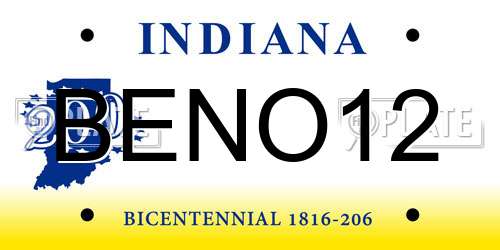BENO12 Indiana License Plate