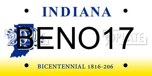 BENO17 Indiana License Plate