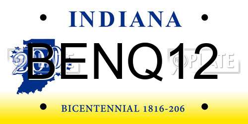 BENQ12 Indiana License Plate
