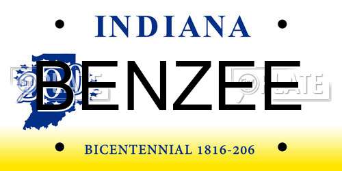 BENZEE Indiana License Plate