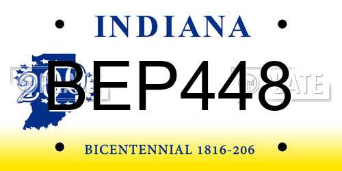 BEP448 Indiana License Plate