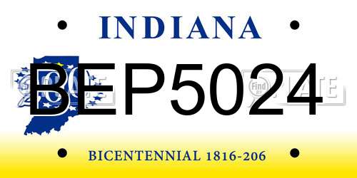 BEP5024 Indiana License Plate