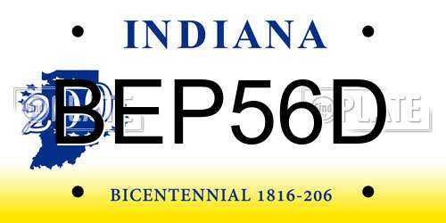 BEP56D Indiana License Plate