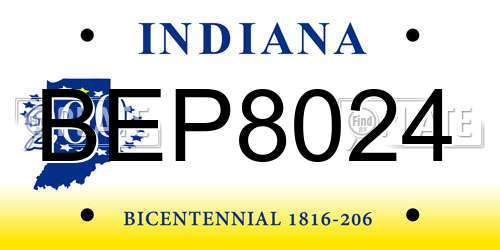 BEP8024 Indiana License Plate