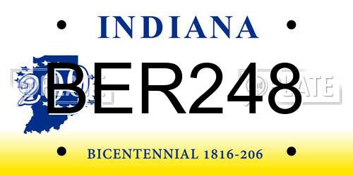 BER248 Indiana License Plate