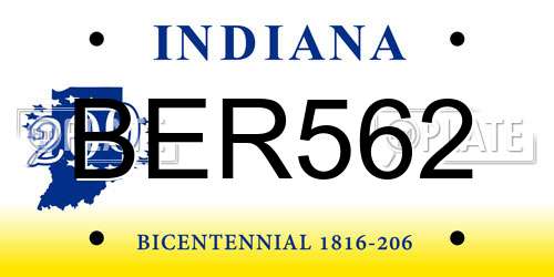 BER562 Indiana License Plate