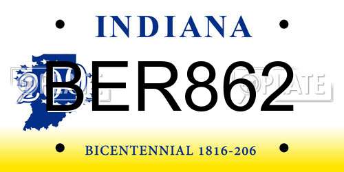 BER862 Indiana License Plate