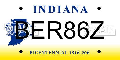 BER86Z Indiana License Plate