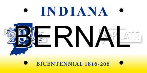 BERNAL Indiana License Plate