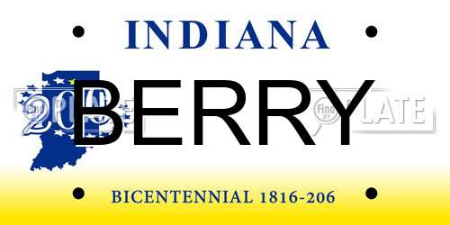 BERRY Indiana License Plate