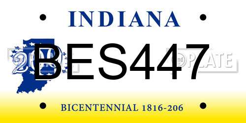 BES447 Indiana License Plate