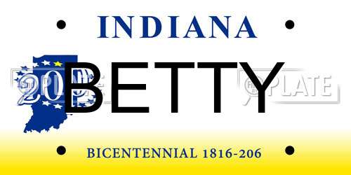 BETTY Indiana License Plate
