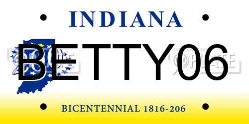 BETTY06 Indiana License Plate