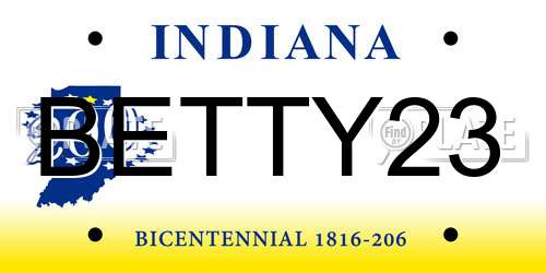 BETTY23 Indiana License Plate