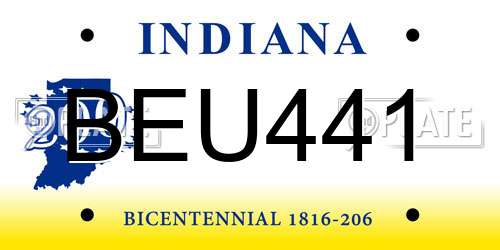BEU441 Indiana License Plate
