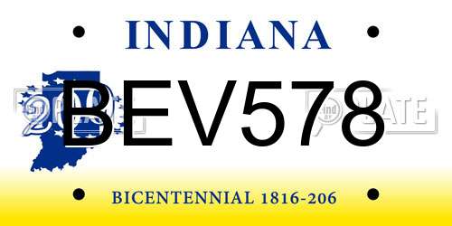 BEV578 Indiana License Plate