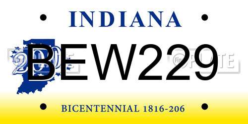 BEW229 Indiana License Plate