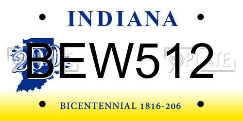 BEW512 Indiana License Plate