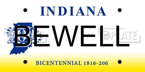 BEWELL Indiana License Plate
