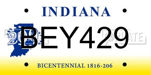 BEY429 Indiana License Plate