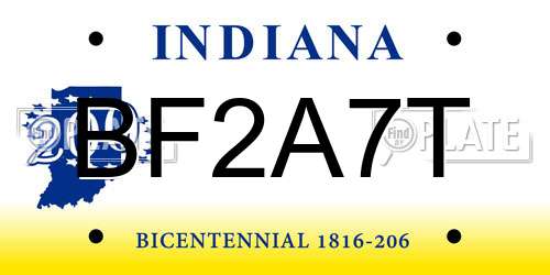 BF2A7T Indiana License Plate