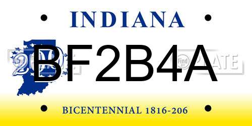 BF2B4A Indiana License Plate