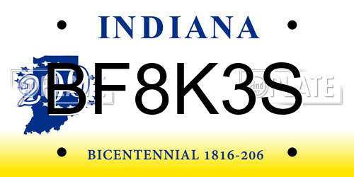 BF8K3S Indiana License Plate