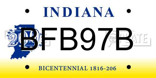 BFB97B Indiana License Plate