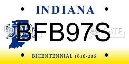 BFB97S Indiana License Plate