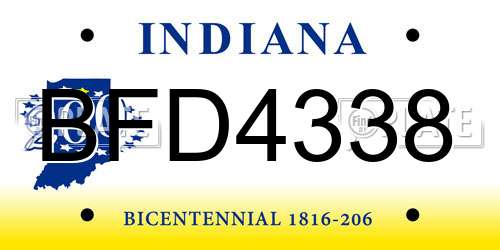 BFD4338 Indiana License Plate
