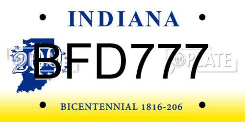 BFD777 Indiana License Plate
