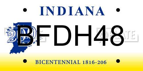 BFDH48 Indiana License Plate