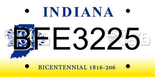 BFE3225 Indiana License Plate